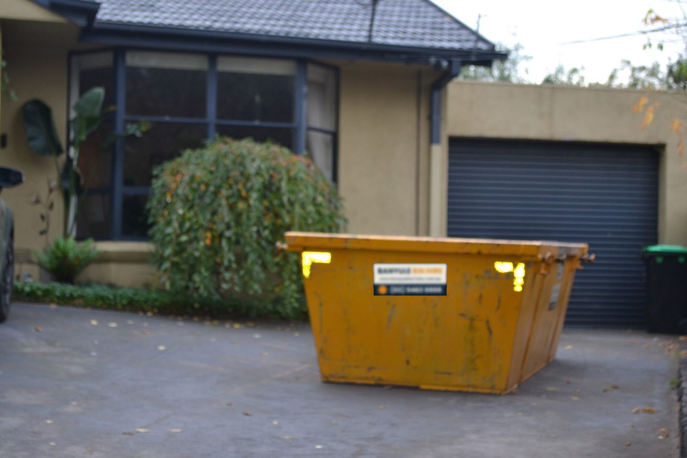 Skip bin on a driveway