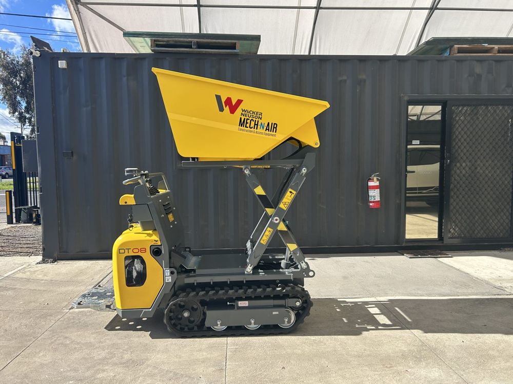 Wacker Neuson DT08 dumper with lift raised, Banyule hire